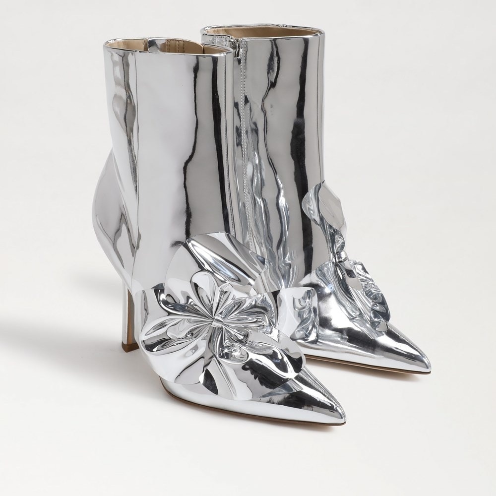 🌻NEW Sam Edelman Esmae Silver Stiletto Ankle Bootie Size 6